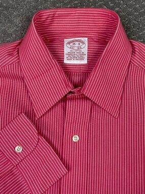 Brooks Brothers Button Down Shirt Men's 15 - 3 Red Candy Stripe OCBD Oxford NWOT